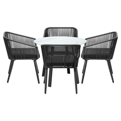 Livsip 5PCS Outdoor Dining Set Marble-style Table-Outdoor Dining Set-PEROZ Accessories