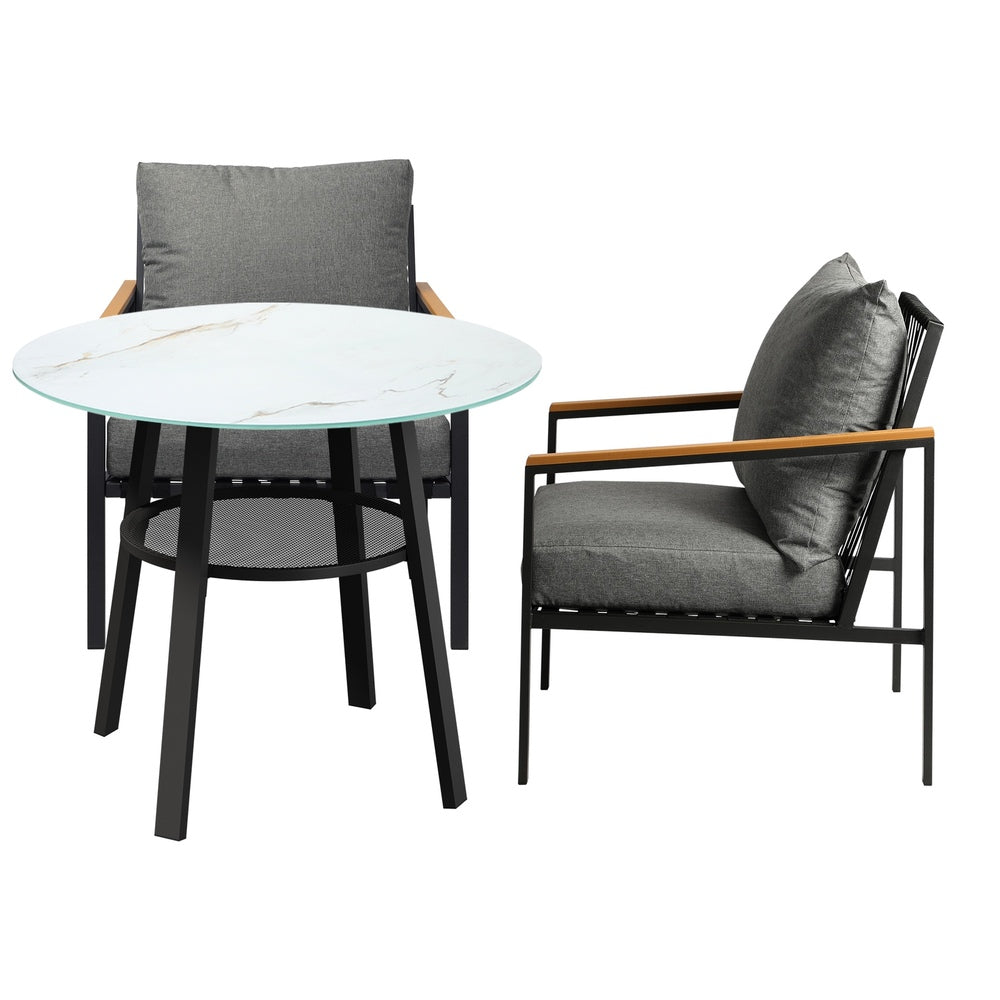 Livsip Outdoor Dining Setting Table Sofa Chairs 3PCS-Outdoor Dining Set-PEROZ Accessories