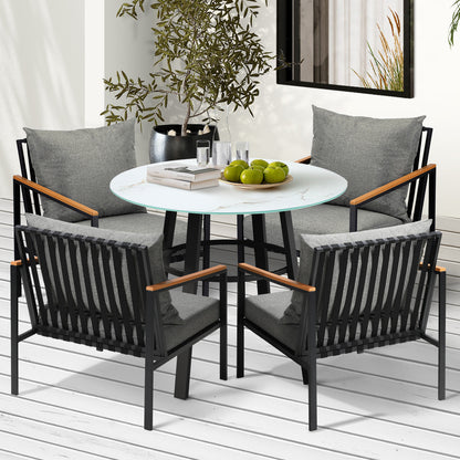 Livsip Outdoor Dining Setting Table Sofa Chairs 5PCS-Outdoor Dining Set-PEROZ Accessories