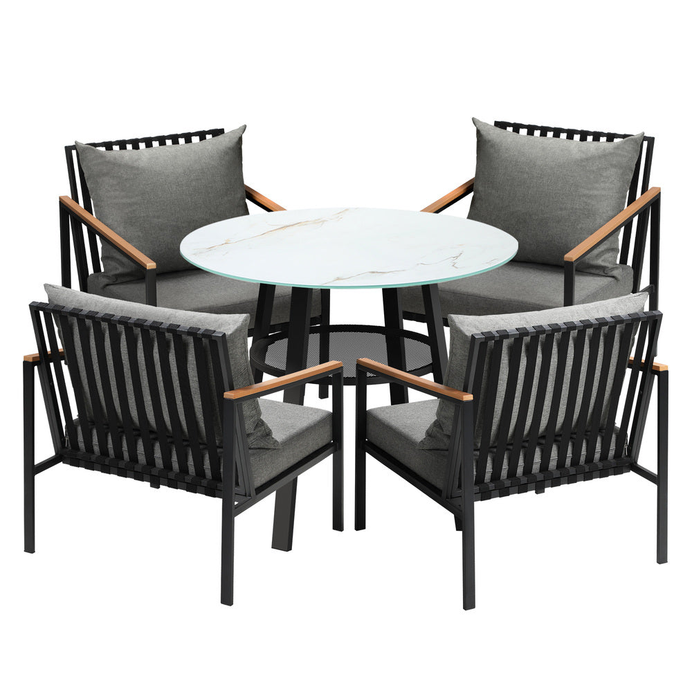 Livsip Outdoor Dining Setting Table Sofa Chairs 5PCS-Outdoor Dining Set-PEROZ Accessories