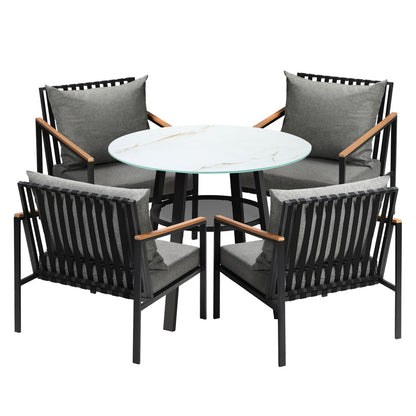 Livsip Outdoor Dining Setting Table Sofa Chairs 5PCS-Outdoor Dining Set-PEROZ Accessories
