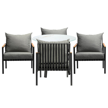 Livsip Outdoor Dining Setting Table Sofa Chairs 5PCS-Outdoor Dining Set-PEROZ Accessories