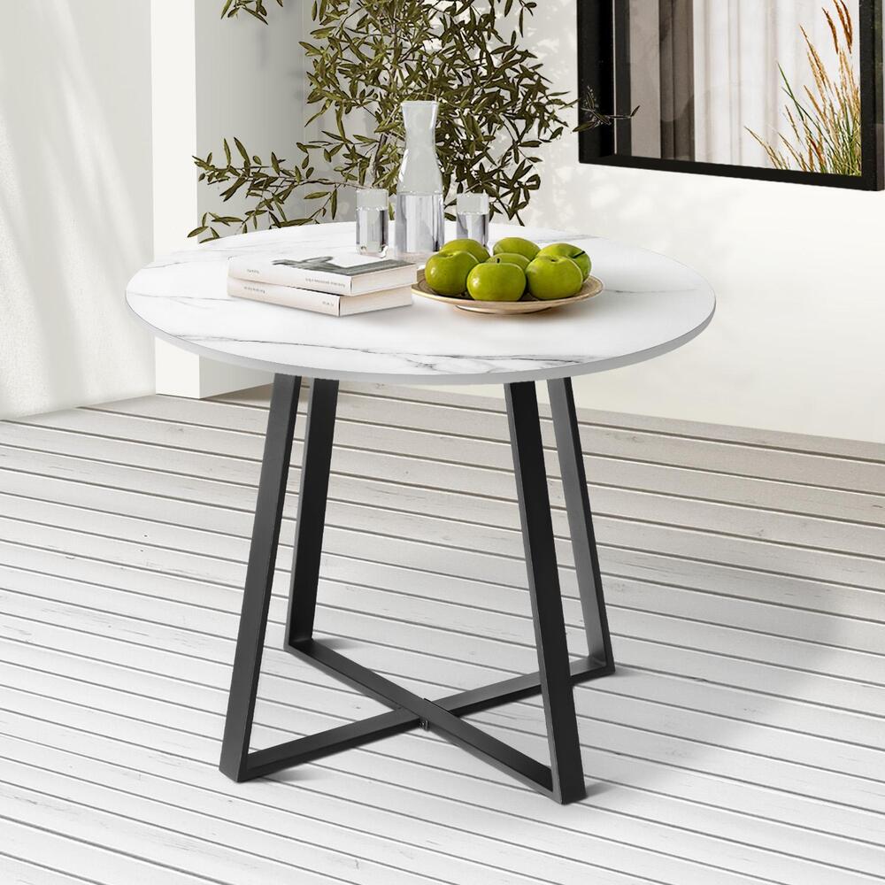 Livsip 90cm Outdoor Dining Sintered Stone Table Black-Outdoor Dining Sets-PEROZ Accessories