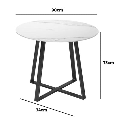 Livsip 90cm Outdoor Dining Sintered Stone Table Black-Outdoor Dining Sets-PEROZ Accessories