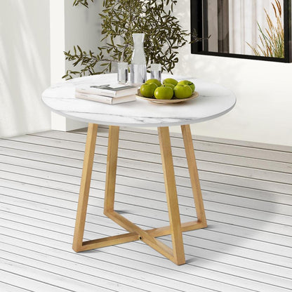 Livsip 90cm Outdoor Dining Sintered Stone Table Brown-Outdoor Dining Sets-PEROZ Accessories