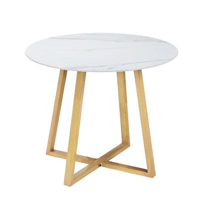 Livsip 90cm Outdoor Dining Sintered Stone Table Brown-Outdoor Dining Sets-PEROZ Accessories