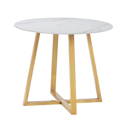 Livsip 90cm Outdoor Dining Sintered Stone Table Brown-Outdoor Dining Sets-PEROZ Accessories
