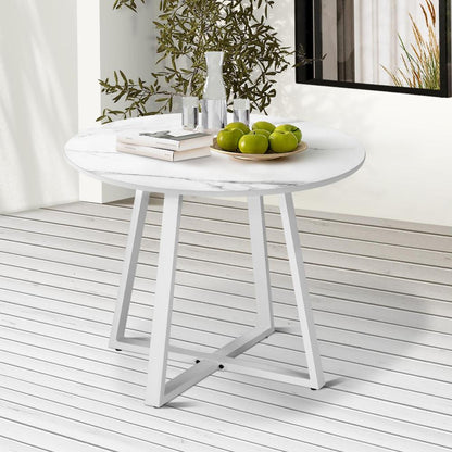 Livsip 90cm Outdoor Dining Sintered Stone Table White-Outdoor Dining Sets-PEROZ Accessories