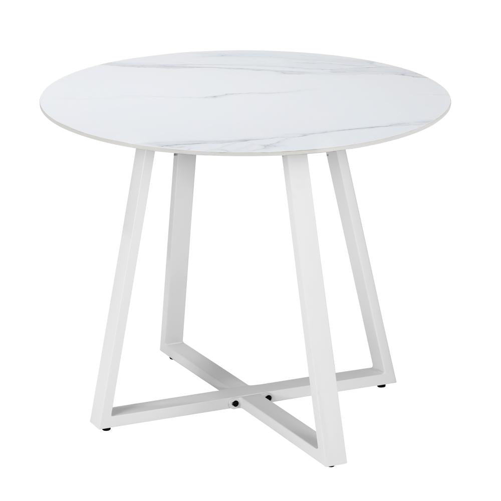 Livsip 90cm Outdoor Dining Sintered Stone Table White-Outdoor Dining Sets-PEROZ Accessories