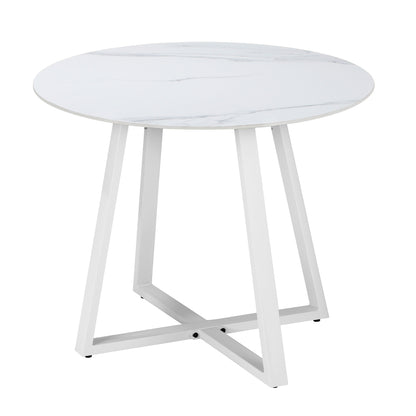 Livsip 90cm Outdoor Dining Sintered Stone Table White-Outdoor Dining Sets-PEROZ Accessories