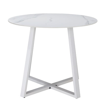 Livsip 90cm Outdoor Dining Sintered Stone Table White-Outdoor Dining Sets-PEROZ Accessories