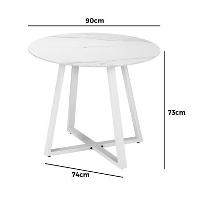 Livsip 90cm Outdoor Dining Sintered Stone Table White-Outdoor Dining Sets-PEROZ Accessories