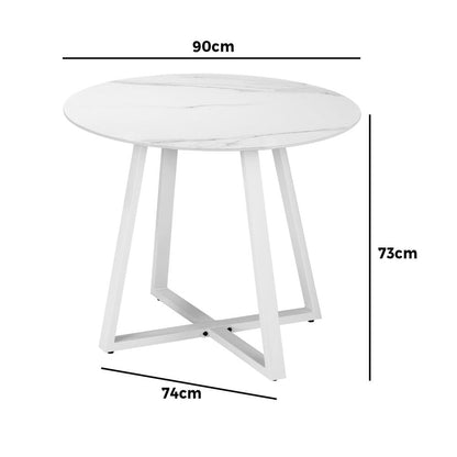 Livsip 90cm Outdoor Dining Sintered Stone Table White-Outdoor Dining Sets-PEROZ Accessories