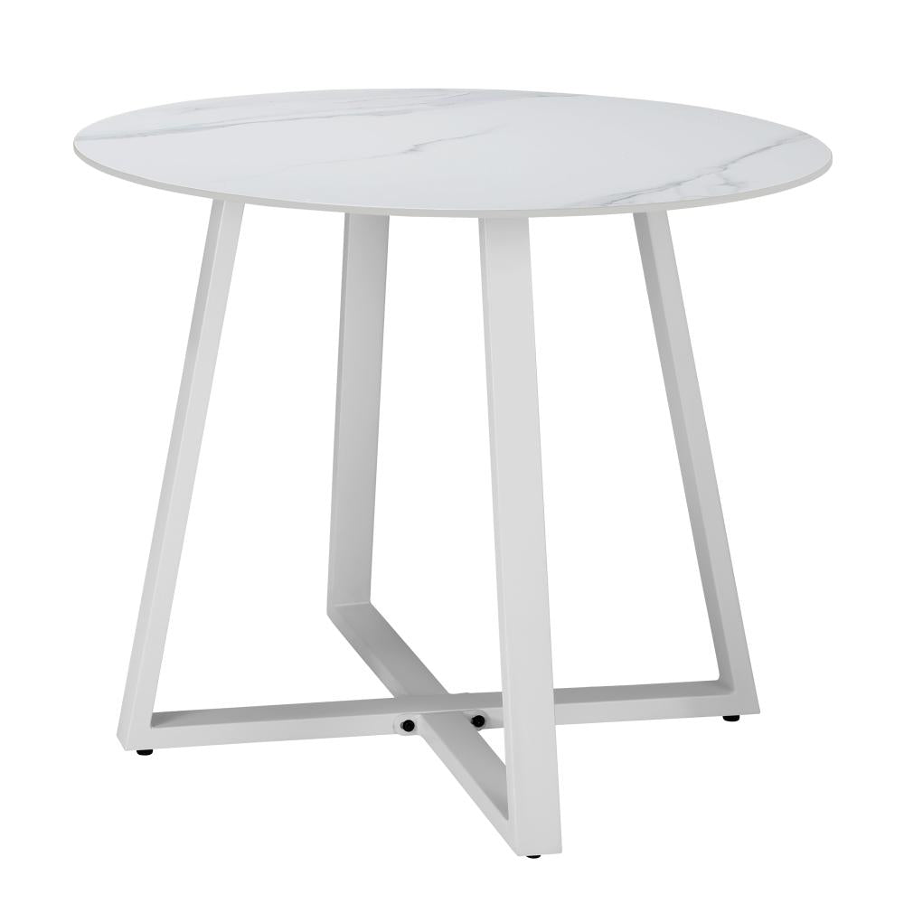 Livsip 90cm Outdoor Dining Sintered Stone Table White-Outdoor Dining Sets-PEROZ Accessories
