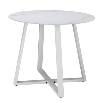 Livsip 90cm Outdoor Dining Sintered Stone Table White-Outdoor Dining Sets-PEROZ Accessories