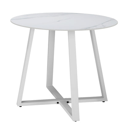 Livsip 90cm Outdoor Dining Sintered Stone Table White-Outdoor Dining Sets-PEROZ Accessories