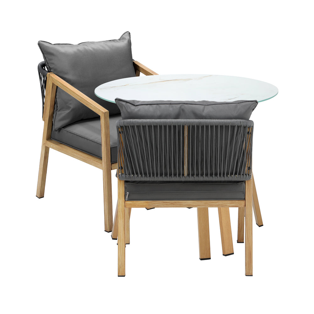 Livsip 3PCS Outdoor Dining Set 90cm Table Lounge Chairs-Outdoor Dining Set-PEROZ Accessories