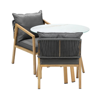 Livsip 3PCS Outdoor Dining Set 90cm Table Lounge Chairs-Outdoor Dining Set-PEROZ Accessories