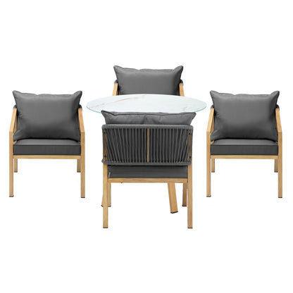 Livsip 5PCS Outdoor Dining Set 90cm Table Lounge Chairs-Outdoor Dining Set-PEROZ Accessories