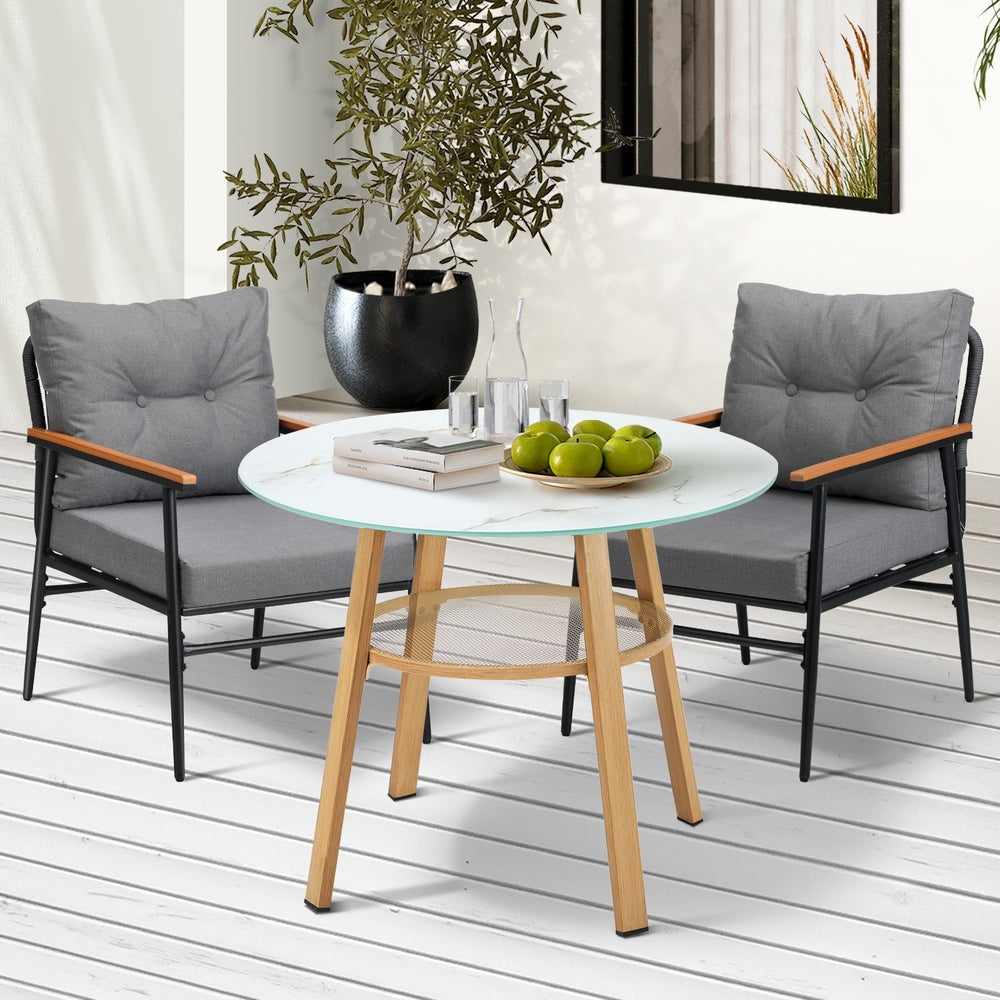 Livsip 3PCS Outdoor Furniture Dining Set Table with Storage Shelf-Outdoor Dining Set-PEROZ Accessories