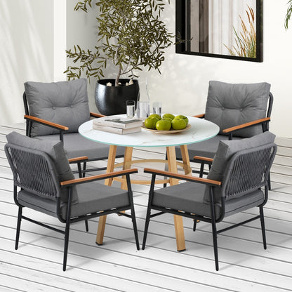 Livsip 5PCS Outdoor Furniture Dining Set Table with Storage Shelf-Outdoor Dining Set-PEROZ Accessories