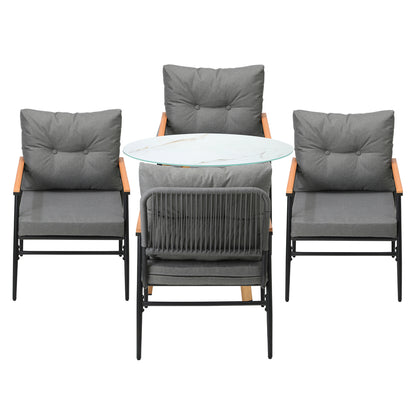 Livsip 5PCS Outdoor Furniture Dining Set Table with Storage Shelf-Outdoor Dining Set-PEROZ Accessories