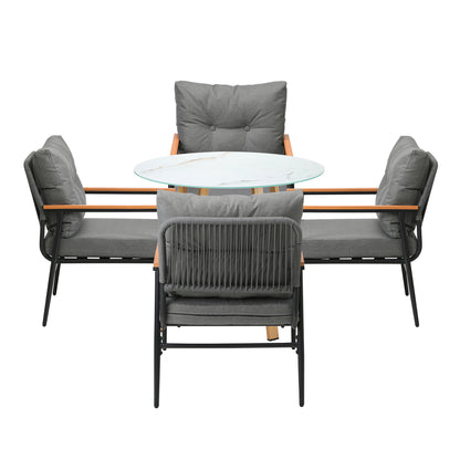 Livsip 5PCS Outdoor Furniture Dining Set Table with Storage Shelf-Outdoor Dining Set-PEROZ Accessories