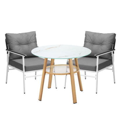 Livsip Outdoor 3PCS Dining Set Table with Storage Shelf-Outdoor Dining Set-PEROZ Accessories