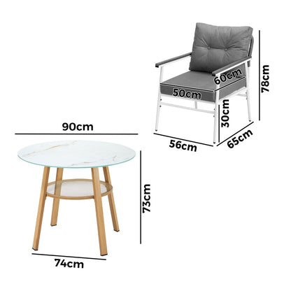 Livsip Outdoor 3PCS Dining Set Table with Storage Shelf-Outdoor Dining Set-PEROZ Accessories