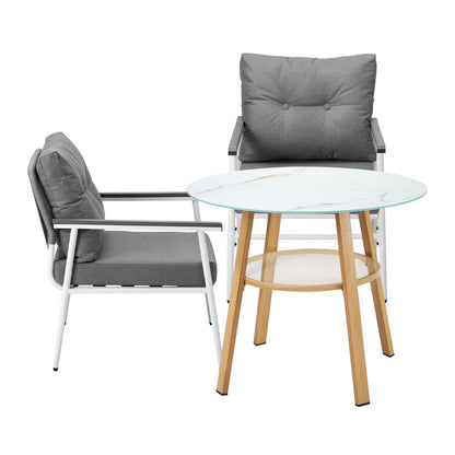 Livsip Outdoor 3PCS Dining Set Table with Storage Shelf-Outdoor Dining Set-PEROZ Accessories
