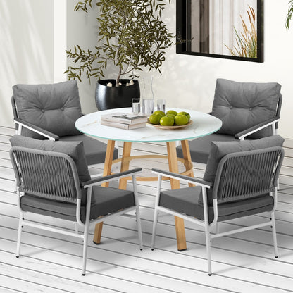 Livsip Outdoor 5PCS Dining Set Table with Storage Shelf-Outdoor Dining Set-PEROZ Accessories
