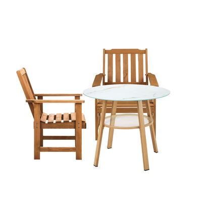 Livsip 3PC Outdoor Dining Set Solid Wood Chair and Table-Outdoor Dining Set-PEROZ Accessories