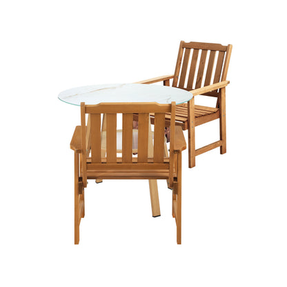 Livsip 3PC Outdoor Dining Set Solid Wood Chair and Table-Outdoor Dining Set-PEROZ Accessories