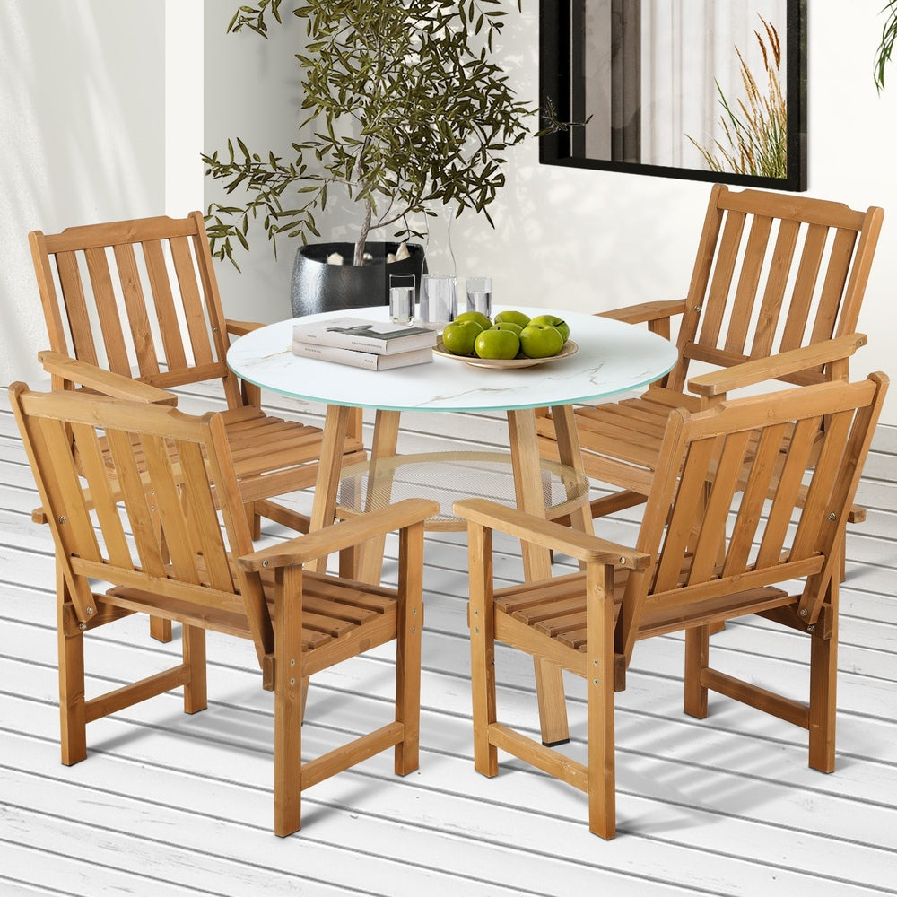 Livsip 5PC Outdoor Dining Set Solid Wood Chair and Table-Outdoor Dining Set-PEROZ Accessories