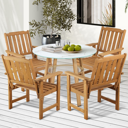 Livsip 5PC Outdoor Dining Set Solid Wood Chair and Table-Outdoor Dining Set-PEROZ Accessories