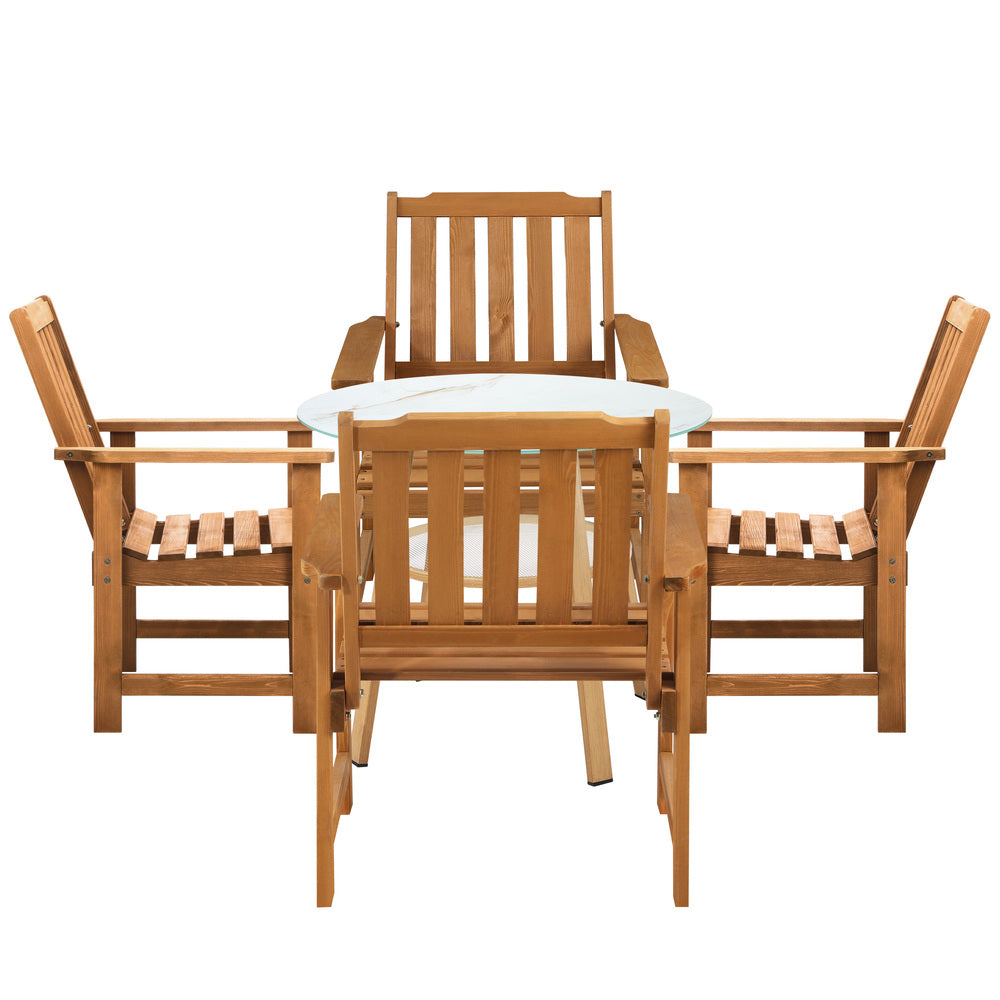 Livsip 5PC Outdoor Dining Set Solid Wood Chair and Table-Outdoor Dining Set-PEROZ Accessories