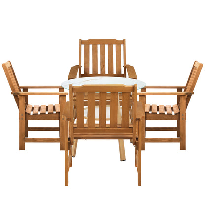 Livsip 5PC Outdoor Dining Set Solid Wood Chair and Table-Outdoor Dining Set-PEROZ Accessories
