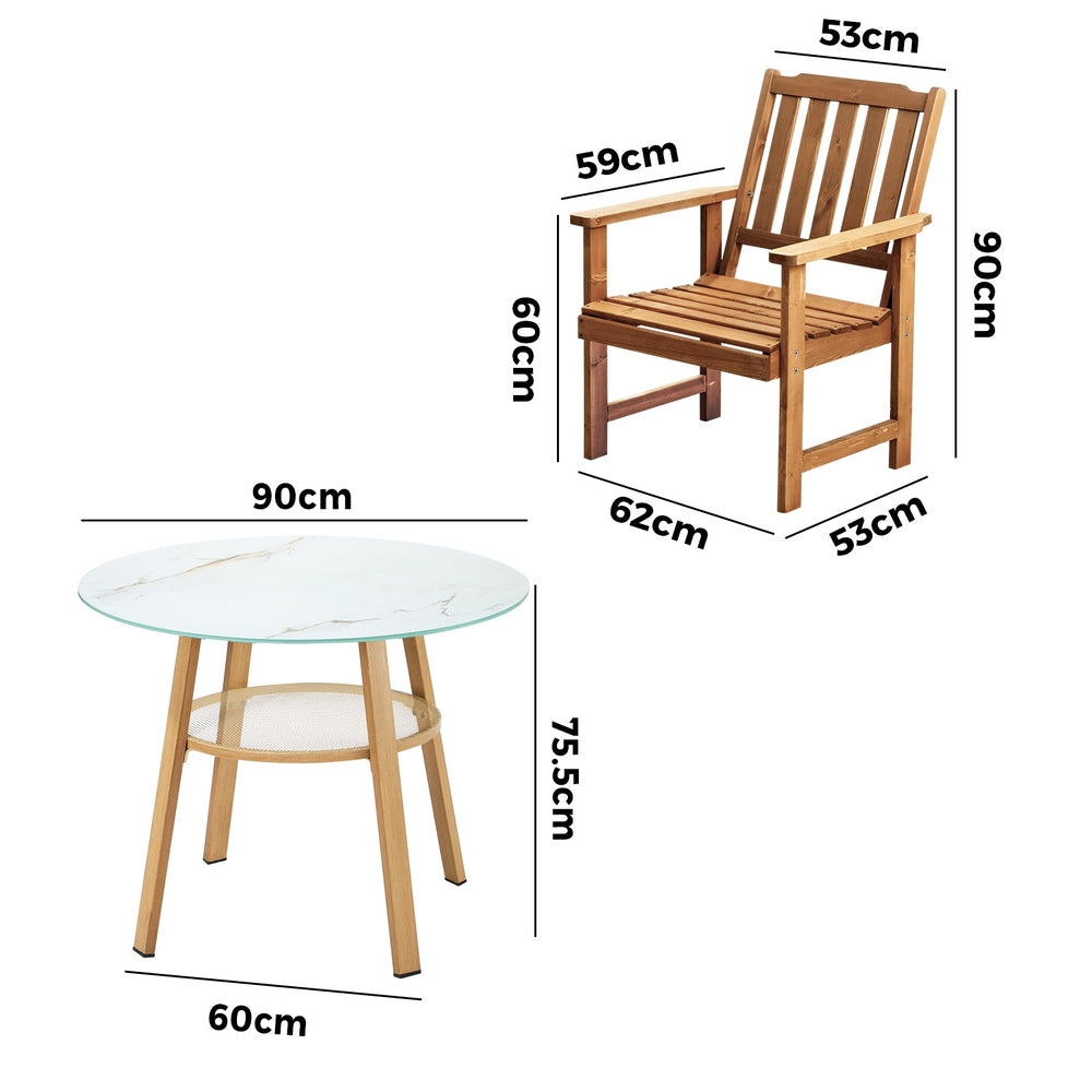 Livsip 5PC Outdoor Dining Set Solid Wood Chair and Table-Outdoor Dining Set-PEROZ Accessories