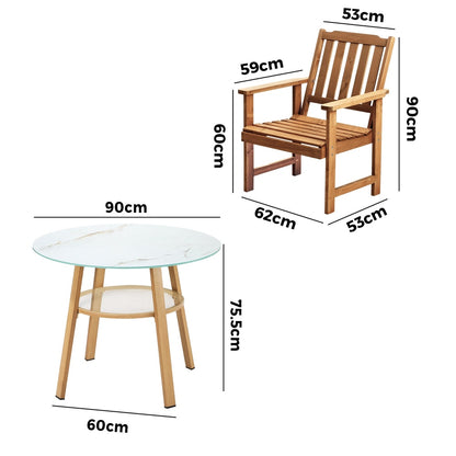 Livsip 5PC Outdoor Dining Set Solid Wood Chair and Table-Outdoor Dining Set-PEROZ Accessories