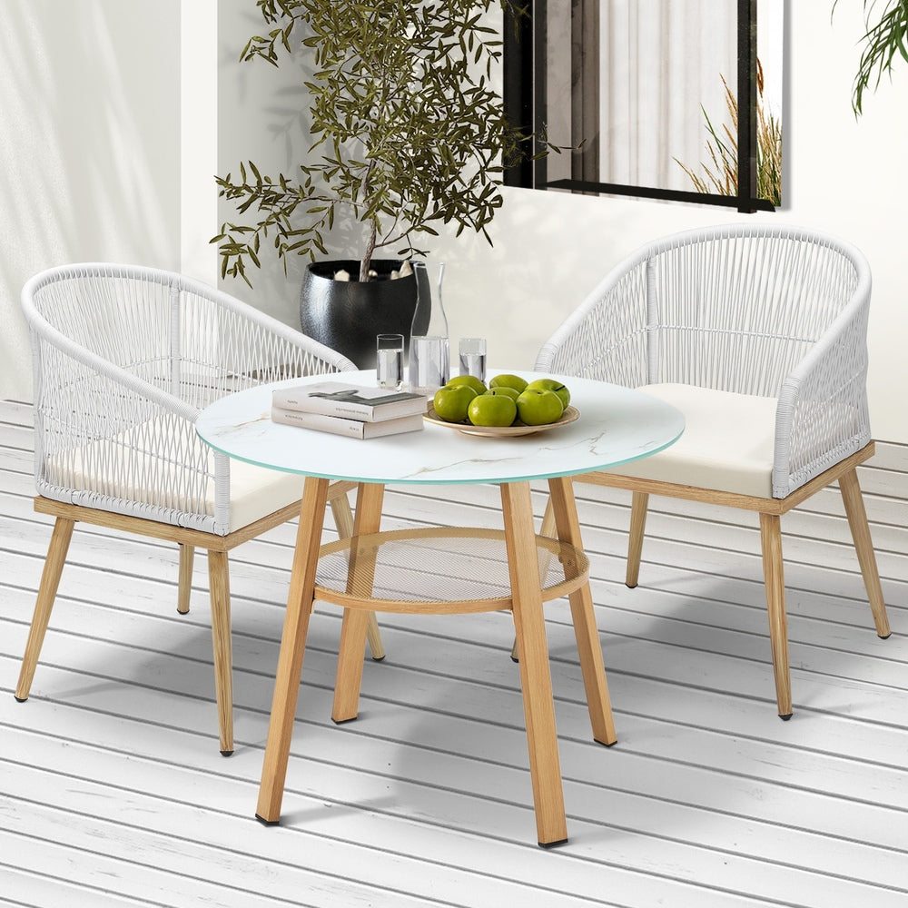 Livsip 3 Piece Outdoor Dining Set Table Lounge Chairs-Outdoor Dining Set-PEROZ Accessories