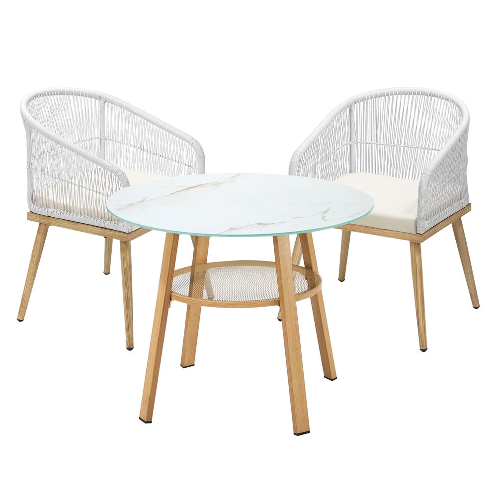 Livsip 3 Piece Outdoor Dining Set Table Lounge Chairs-Outdoor Dining Set-PEROZ Accessories