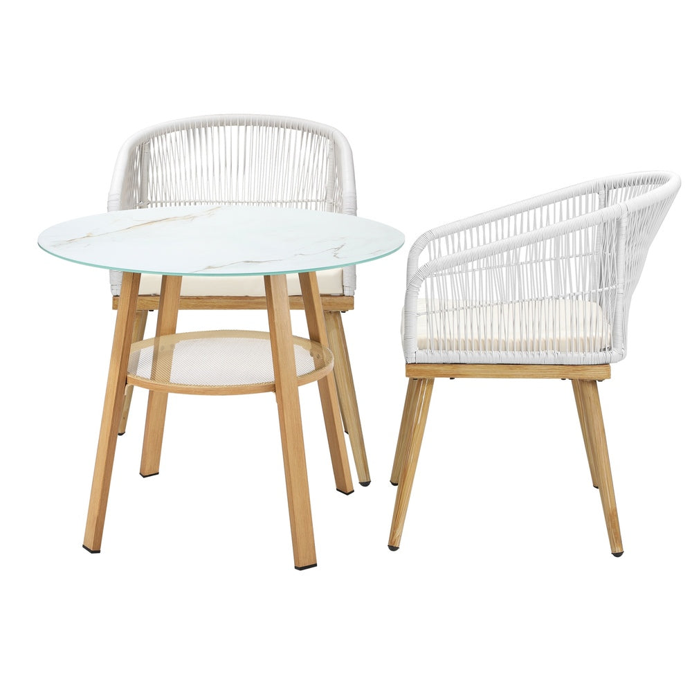 Livsip 3 Piece Outdoor Dining Set Table Lounge Chairs-Outdoor Dining Set-PEROZ Accessories