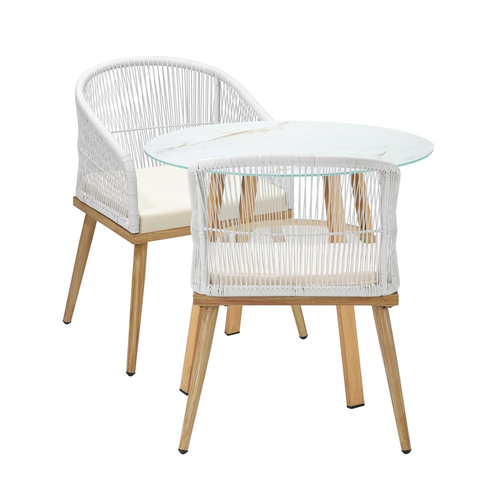 Livsip 3 Piece Outdoor Dining Set Table Lounge Chairs-Outdoor Dining Set-PEROZ Accessories