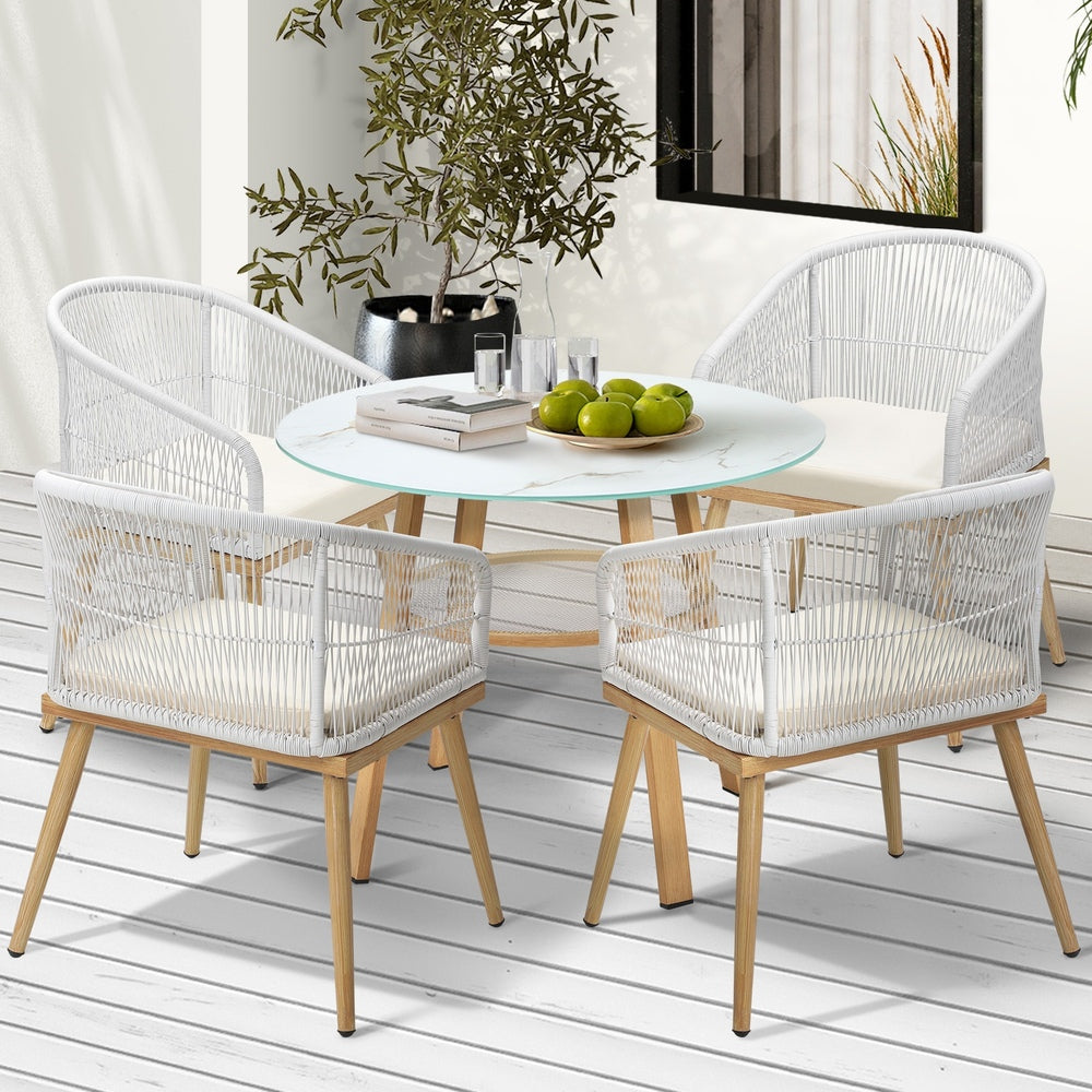 Livsip 5 Piece Outdoor Dining Set Table Lounge Chairs-Outdoor Dining Set-PEROZ Accessories
