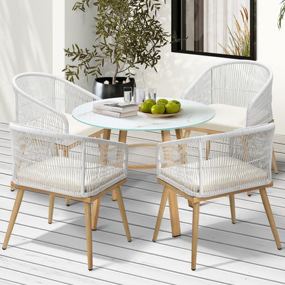 Livsip 5 Piece Outdoor Dining Set Table Lounge Chairs-Outdoor Dining Set-PEROZ Accessories