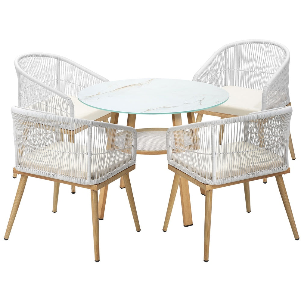 Livsip 5 Piece Outdoor Dining Set Table Lounge Chairs-Outdoor Dining Set-PEROZ Accessories