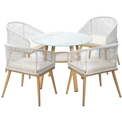 Livsip 5 Piece Outdoor Dining Set Table Lounge Chairs-Outdoor Dining Set-PEROZ Accessories
