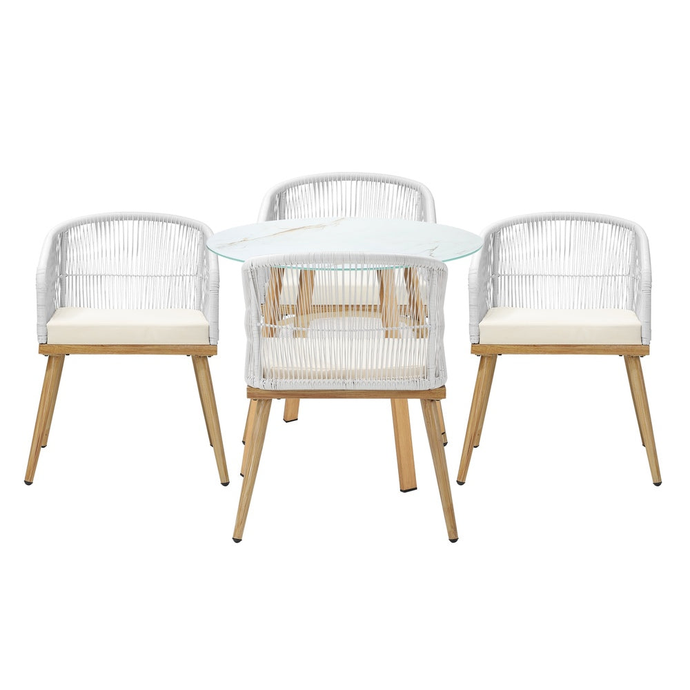 Livsip 5 Piece Outdoor Dining Set Table Lounge Chairs-Outdoor Dining Set-PEROZ Accessories