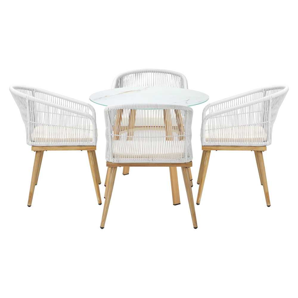 Livsip 5 Piece Outdoor Dining Set Table Lounge Chairs-Outdoor Dining Set-PEROZ Accessories