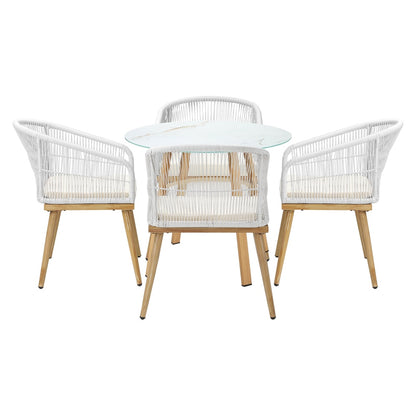 Livsip 5 Piece Outdoor Dining Set Table Lounge Chairs-Outdoor Dining Set-PEROZ Accessories